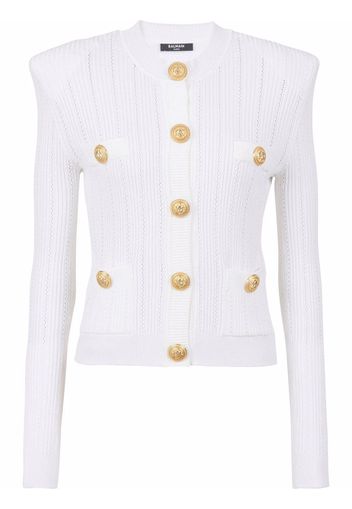 Balmain fine-knit button-fastening cardigan - Weiß