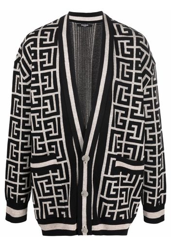 Balmain monogram-knit maxi cardigan - Schwarz