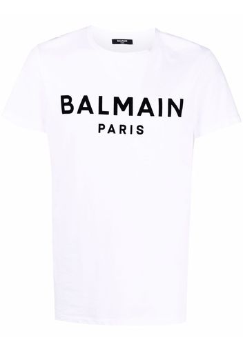 Balmain flocked-logo T-shirt - Weiß