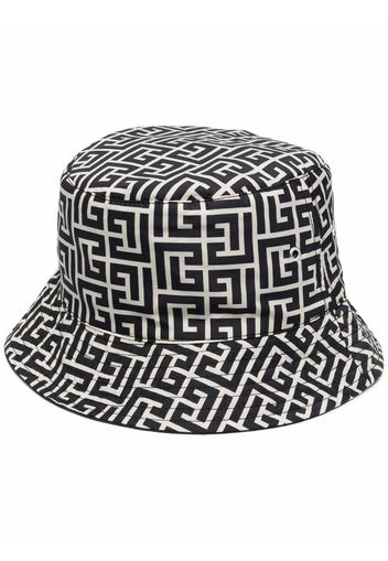 Balmain logo embroidered bucket hat - Schwarz