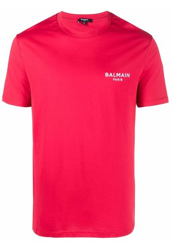 Balmain logo-embroidered cotton T-shirt - Rot