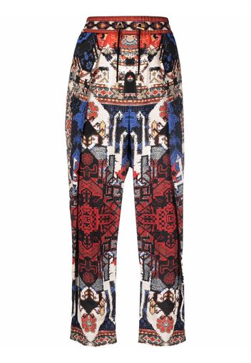 Balmain abstract pattern-print cropped trousers - Rot