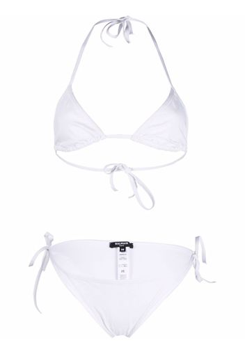 Balmain triangle side-tie bikini - Weiß