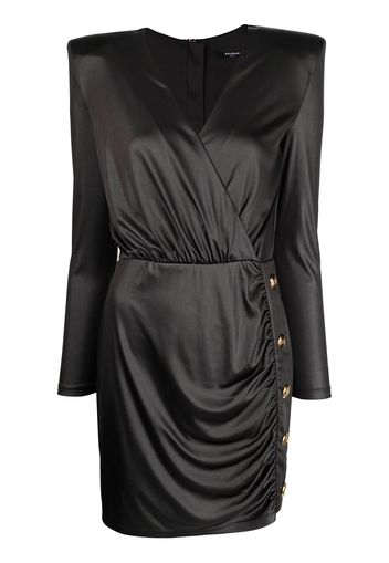 Balmain metallic draped padded-shoulder dress - Schwarz