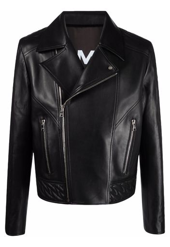 Balmain double-breasted biker jacket - Schwarz