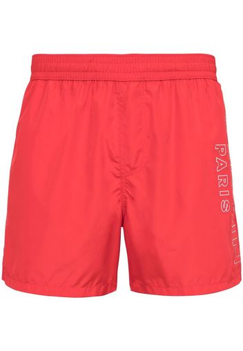 Balmain Badeshorts mit Metallic-Logo - Rot