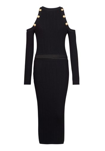 Balmain Midikleid mit Cold Shoulder - Schwarz