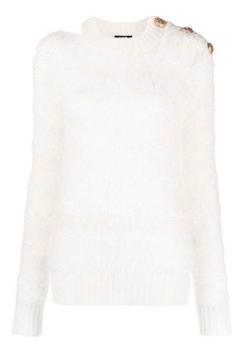 Balmain buttoned crew-neck jumper - Weiß