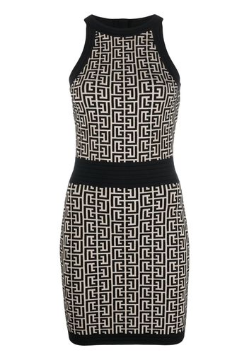 Balmain monogram-jacquard sleeveless dress - GFE IVOIRE-NOIR