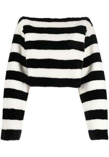 Balmain boat-neck striped jumper - Schwarz