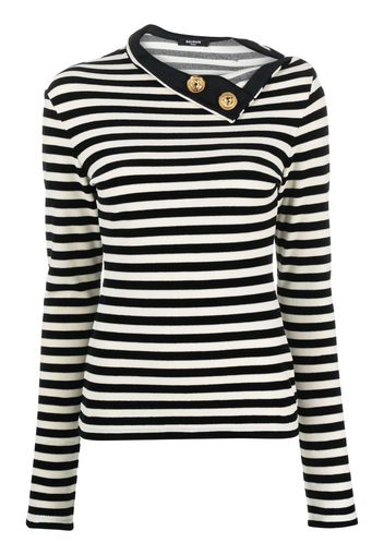 Balmain striped long-sleeve top - Schwarz