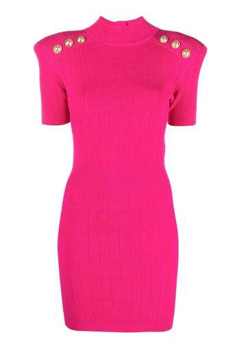 Balmain ribbed knit short-sleeve dress - Rosa