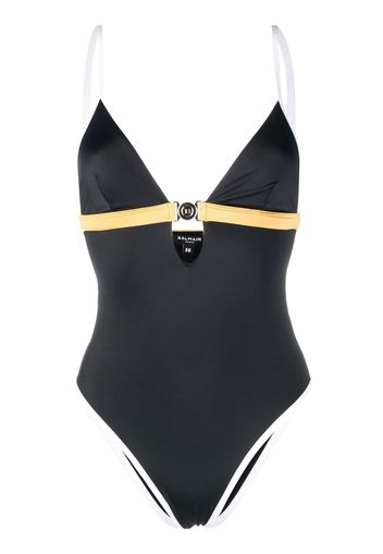 Balmain colour-block fitted swimsuit - Schwarz