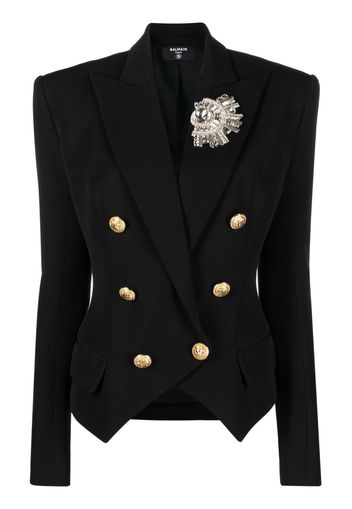 Balmain brooch-detail blazer - Schwarz