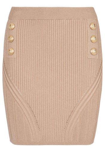 Balmain button-embellished knitted skirt - Braun