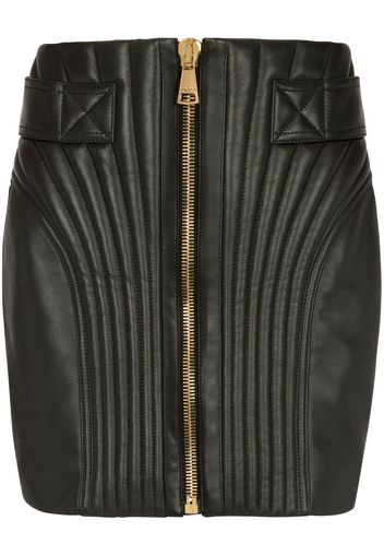 Balmain quilted-finish leather skirt - Schwarz