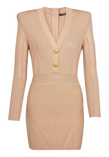 Balmain Minikleid aus geripptem Strick - Braun