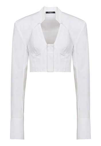 Balmain Cropped-Bluse - Weiß