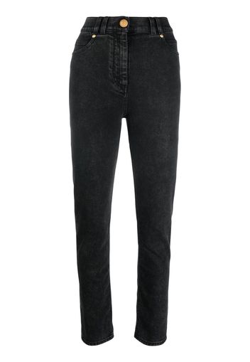 Balmain logo-plaque denim jeans - Schwarz