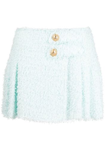 Balmain pleated tweed mini skirt - Blau