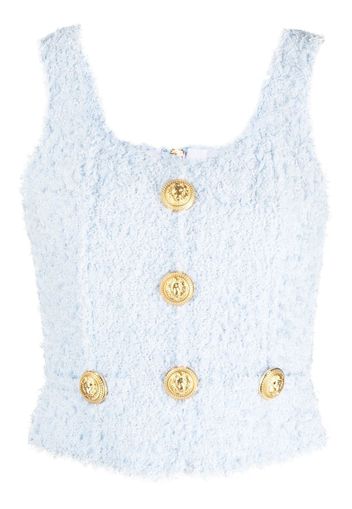 Balmain tweed button-detail top - Blau