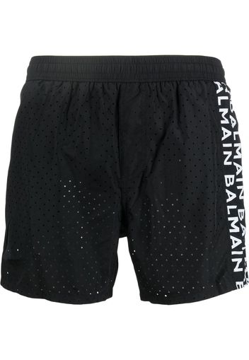 Balmain logo print track shorts - Schwarz