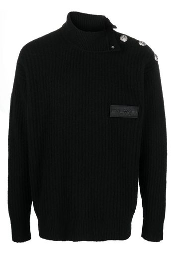 Balmain logo-patch roll neck jumper - Schwarz