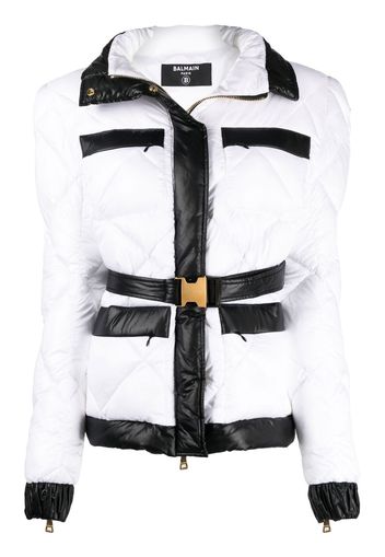 Balmain belted puffer jacket - Weiß