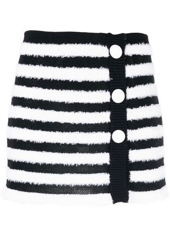 Balmain striped knitted button-up skirt - Weiß