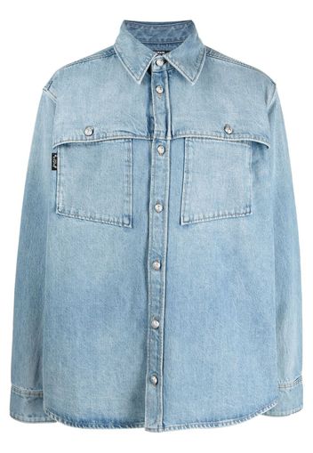 Balmain faded denim shirt-jacket - Blau