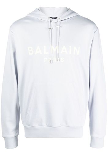 Balmain logo-print pullover hoodie - Blau