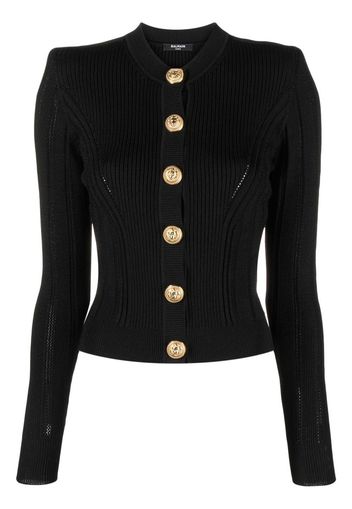 Balmain ribbed-detail fitted cardigan - Schwarz