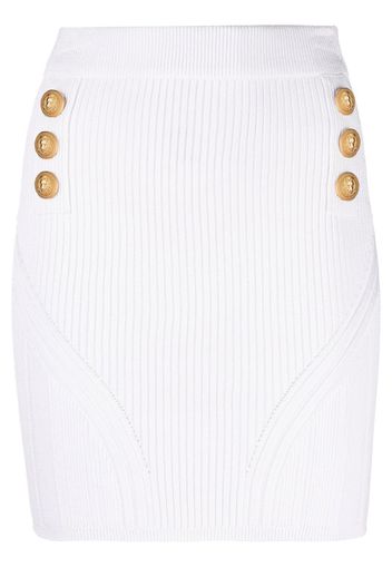 Balmain ribbed-knit mini skirt - Weiß