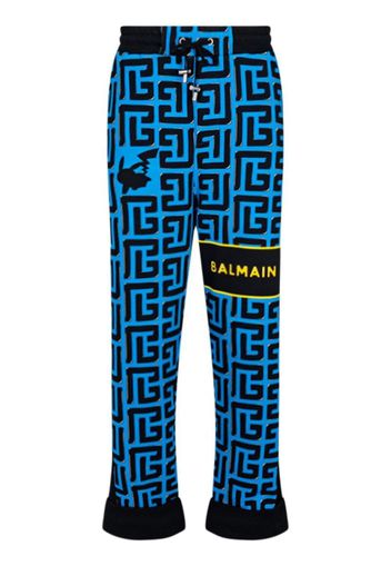 Balmain Jogginghose mit Monogramm-Print - Blau