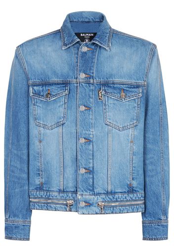 Balmain zip-detail denim jacket - Blau