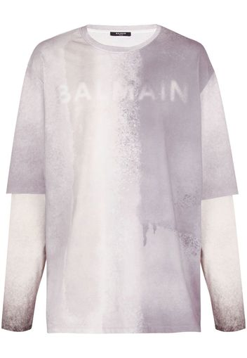 Balmain logo-print detail T-shirt - Grau