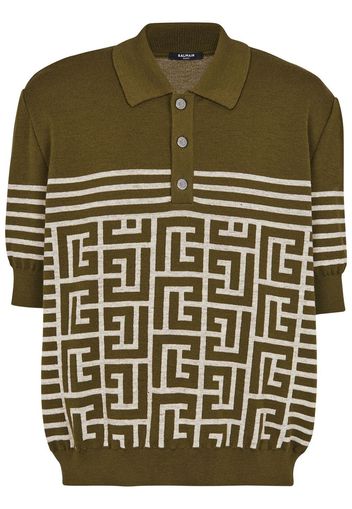 Balmain PB monogram-knit polo shirt - Grün