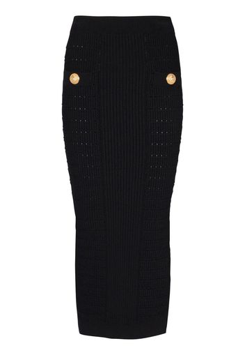 Balmain ribbed-knit pencil skirt - Schwarz