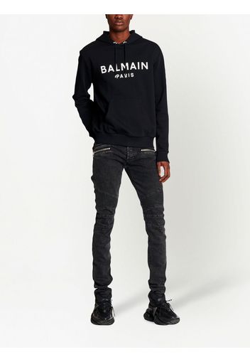 Balmain logo-print drawstring hoodie - Schwarz