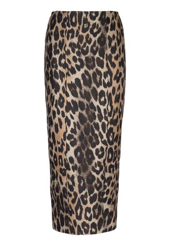 Balmain leopard-print straight skirt - Braun