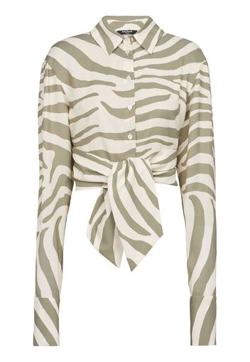 Balmain animal-print tie-waist shirt - Nude