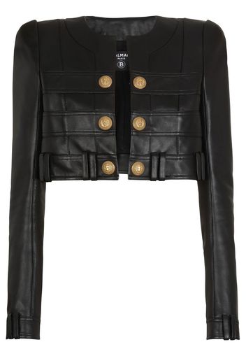 Balmain leather cropped jacket - Schwarz