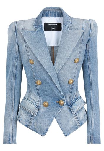 Balmain double-breasted denim blazer - Blau