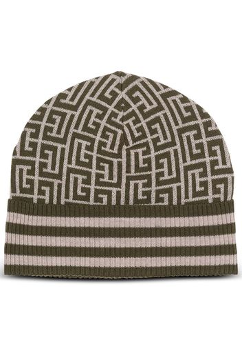 Balmain Beanie mit Monogramm - Grün