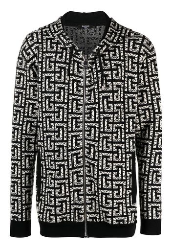 Balmain Hoodie mit Monogramm - Schwarz