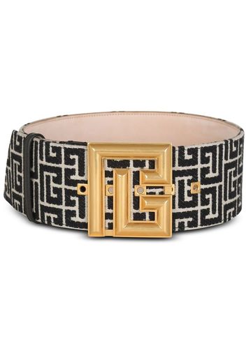 Balmain monogram-pattern wide belt - Schwarz