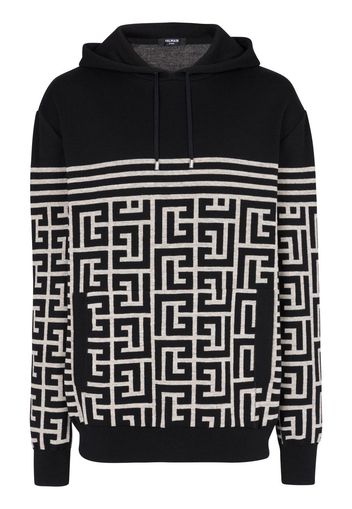 Balmain PB monogram knitted hoodie - Schwarz