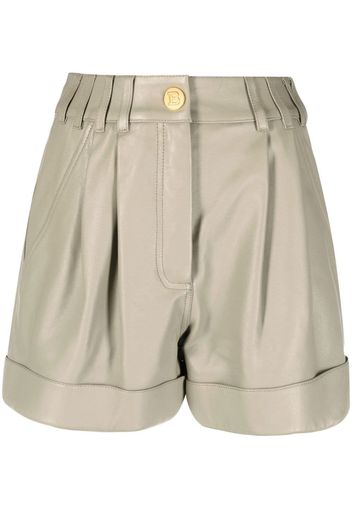 Balmain Ledershorts mit hohem Bund - Nude