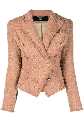 Balmain Doppelreihiger Tweed-Blazer - Rosa