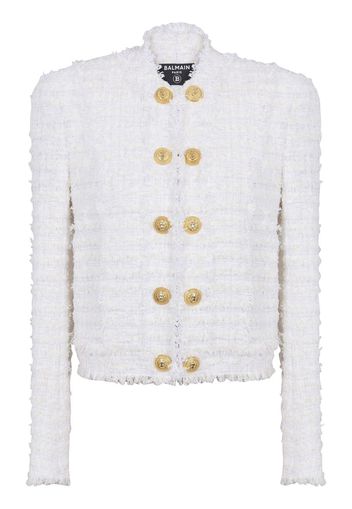 Balmain tweed single-breasted button blazer - Weiß